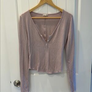 Free People Purple Long Sleeve Crop Blouse